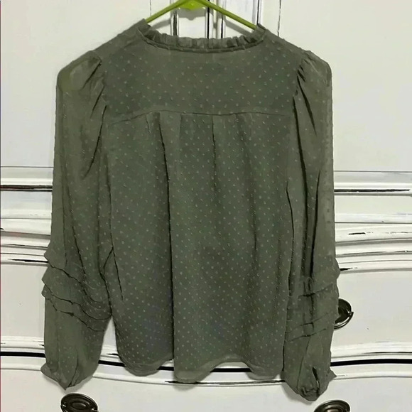 LOFT Women's Olive Green Blouse - Picture 5 of 6